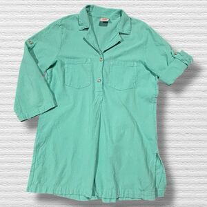 Vintage Archipelago Relaxwear Teal Cotton Tunic Top Women’s Small Made USA